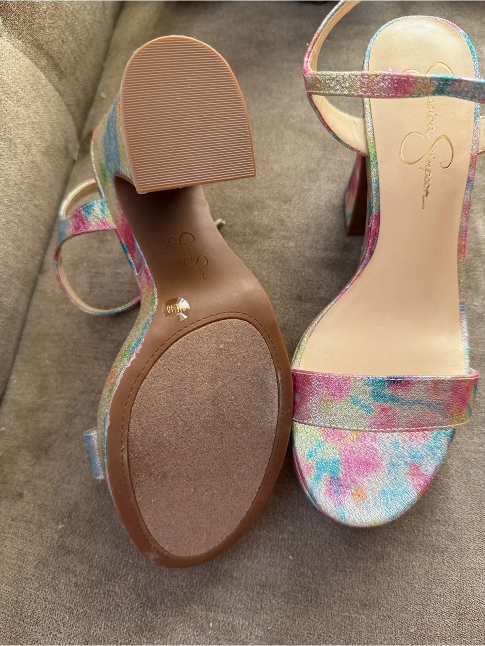 Platform Ankle-Strap Sandal in Multicolor rainbow glitter sparkleTie-Dye